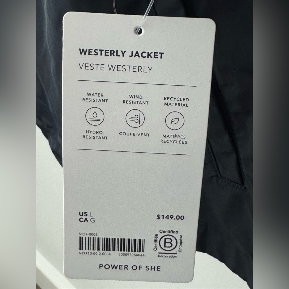 Athleta Westerley Jacket Women's L Black Water Resistant Wind Resistant NWT - Picture 7 of 16
